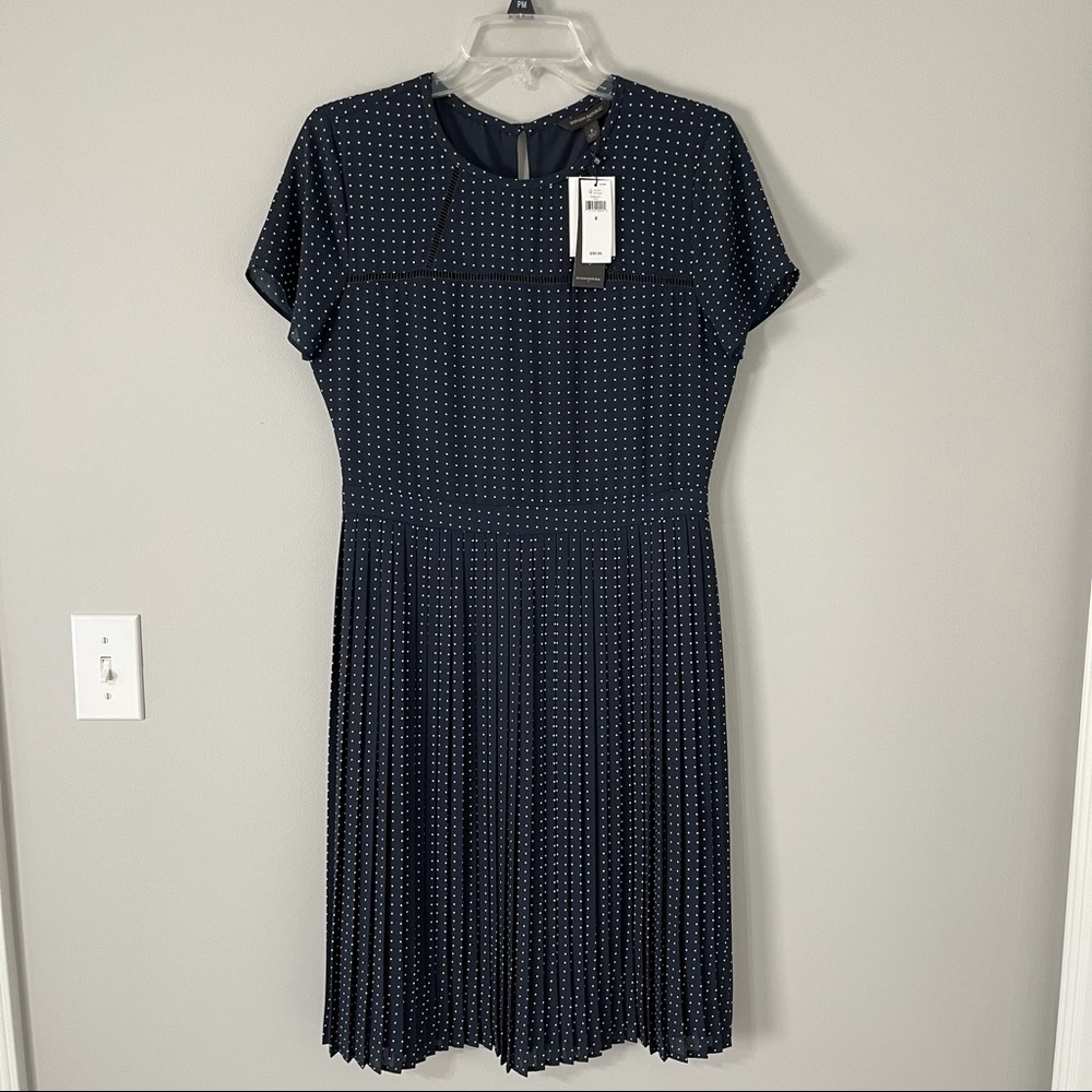 Banana Republic Cap Sleeve  Dotted Pleated Dress